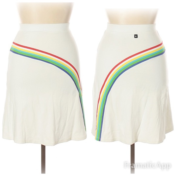PC Teen White Rainbow Stripe Skirt SZ 16 - Picture 1 of 7